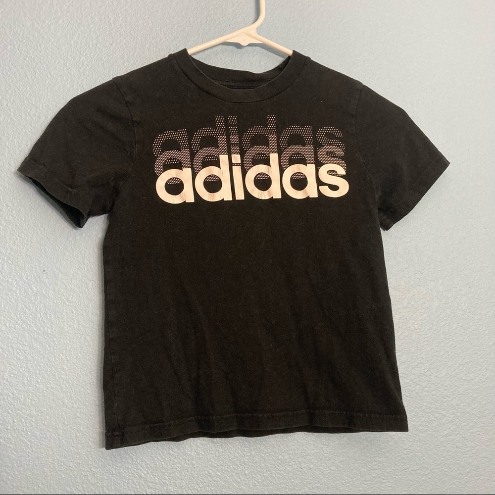 Adidas Triple Logo Kids Tee - Black/Gray - size 5